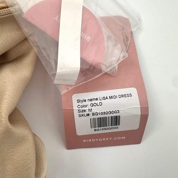 Birdy Grey Lisa Midi Dress M Satin Gold Bridesmaid‎ Party Dress NWT - Picture 8 of 10